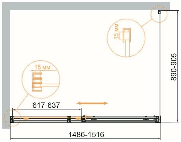 Душевой уголок (150х90) CEZARES DUET SOFT-M DUET SOFT-M-AH-1-150/90-C-Cr